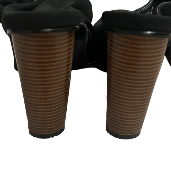 Peeptoe Heeled Boots Public Desire Stella Over the Knee Sock Fit Black Size 7 - Picture 9 of 16